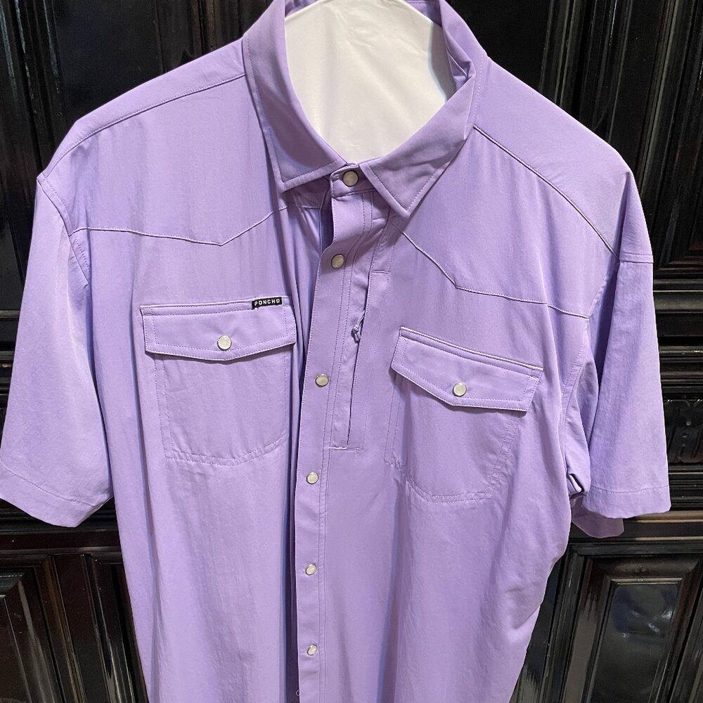 Poncho Mens Light Purple Short Sleeve Mens M
